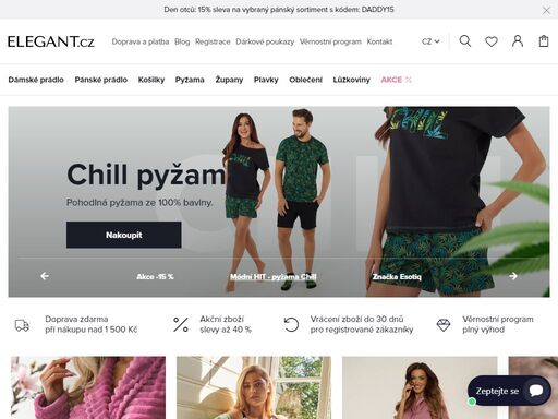 noční košilky, župany, pyžama a další kvalitní spodní prádlo pro ženy, muže i děti. doprava zdarma k nákupu nad 1500,- kč.