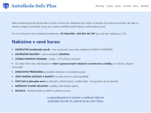 autoškola jiří odstrčilík - safoplus ve zlíně a ve vizovicích, řp na osobní automobil skupina b a všechny motocykly