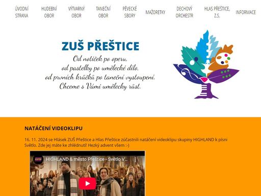 oficiální stránky základní umělecké školy přeštice