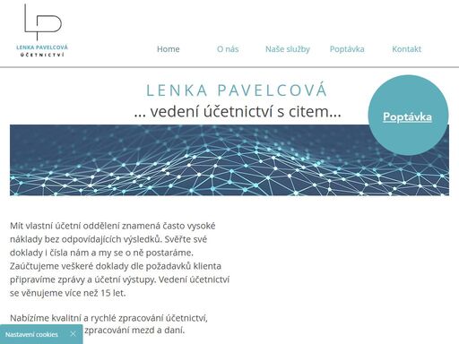 mít vlastní účetní oddělení znamená často vysoké náklady bez odpovídajících výsledků. svěřte své doklady i čísla nám a my se o ně postaráme. vedeme účetnictví, daňovou evidenci a mzdové účetnictví. zpracováváme daňová přiznání pro právnické i fyzické osoby. lenka pavelcová