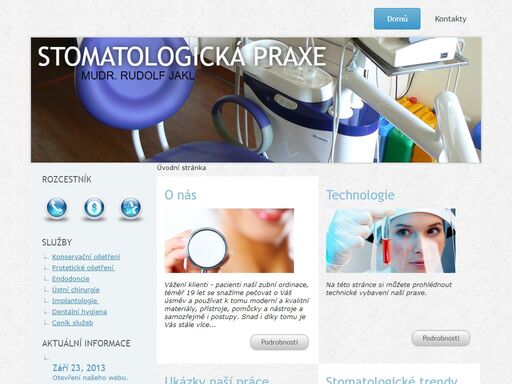mudr. rudolf jakl je plzeňský stomatolog. tento web je určen pro stomatologické pacienty a kolegy zubní lékaře