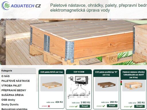 paletové nástavce, ohrádky, euro palety, přepravní bedny  přímo od výrobce. elektromagnetická úpravny vody. 