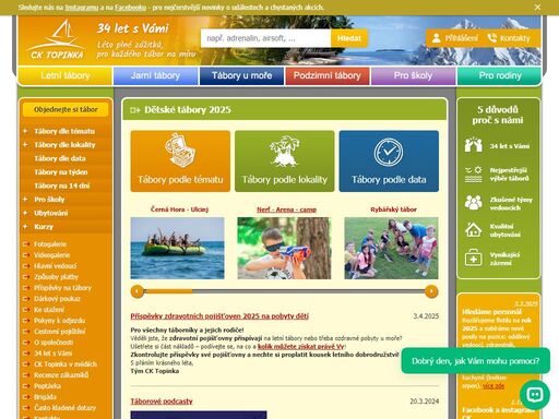 jarní a letní dětské tábory 2025, dětské tábory u moře 2025, táborová rekreace, akce pro školy a skupiny