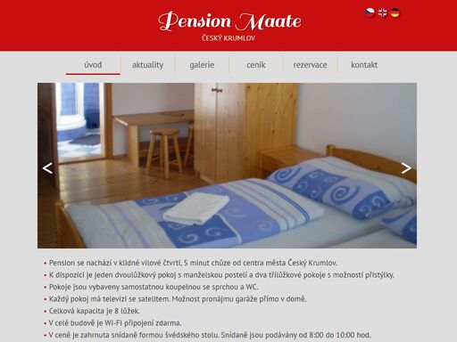 webové stránky pensionu maate