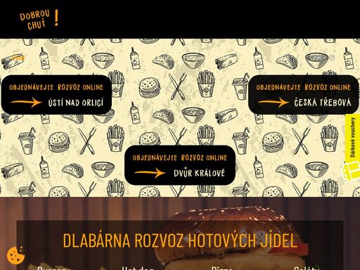 objednávky jídel online, rozvoz hotových jídel, dlabarna, burgery, pizza, hot dog rozvážíme vždy čerstvé dlabance! dlabárna je ve dvoře králové nad labem, ústí nad orlicí, česká třebová. objednávky přijímáme online.  burgerová restaurace typu bistro.