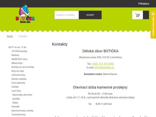 kontakty, botička
