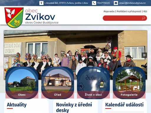 oficiální web obce zvíkov u lišova