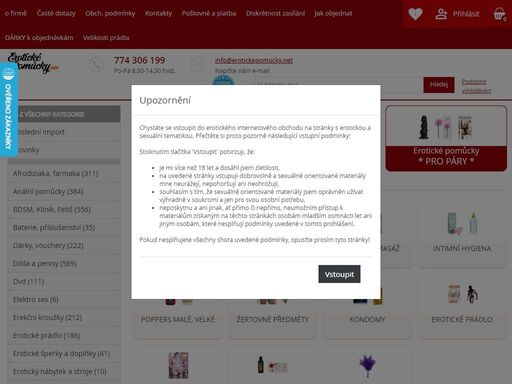  erotické pomůcky a erotické zboží nejlevněji v našem sexshopu. sexshop s širokou nabídkou erotických pomůcek a erotického zboží pro kvalitní sex.