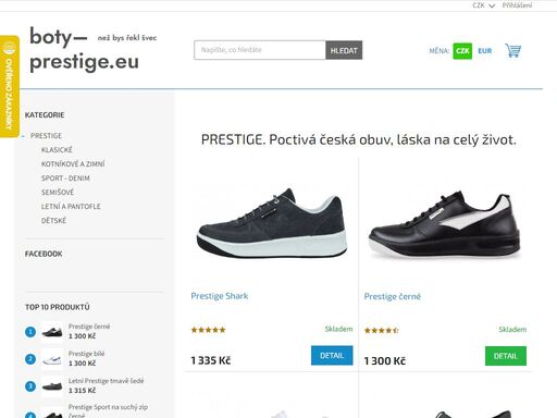 pohodlná a bytelná kožená obuv prestige za výborné ceny. záruka 30 dní na vrácení či výměnu. doručení do čr i na slovensko než bys řekl švec!