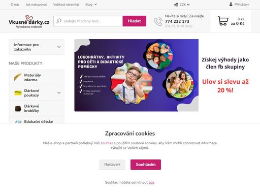 náramky, učební materiály (slovní zásoba, písničky) i mnoho dalších hezkých dárků pro potěšení druhých i sebe samých.