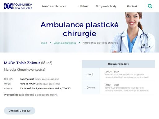 stránky soukromé polikliniky v ostravě - hrabůvce