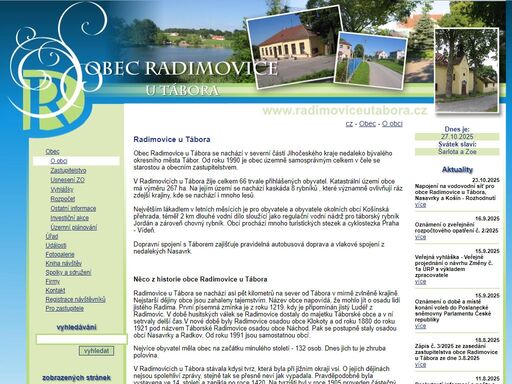radimovice,tábor,obec,obecní,úřad oficiální webové stránky obce radimovice u tábora
