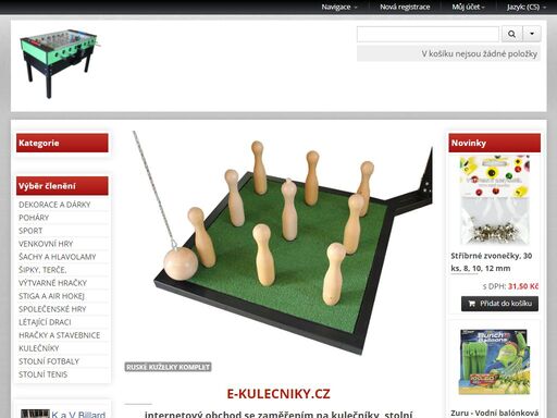 výroba, prodej a servis kulečníků, ruské závěsné kuželky, stolní fotbaly