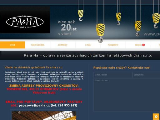 vítejte na stránkáchi společnosti pa a ha s.r.o.