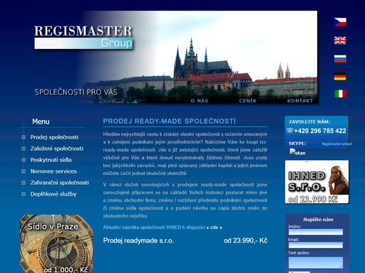 prodej readymade společností sro, as od 23.990kč, společností ihned k dispozici, sídlo v praze od 1.000 kč