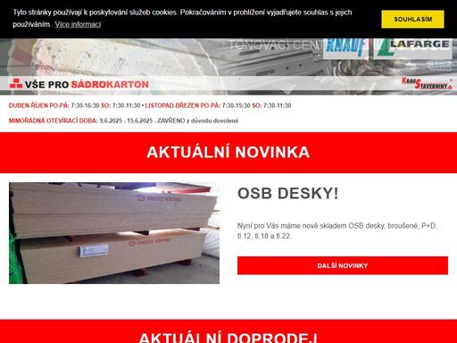 internetové stránky obchodu se stavebninami - kraus stavebniny