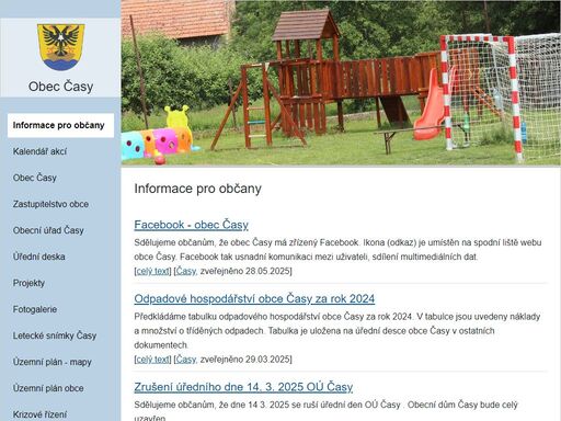 obec časy, oficiální stránky obce