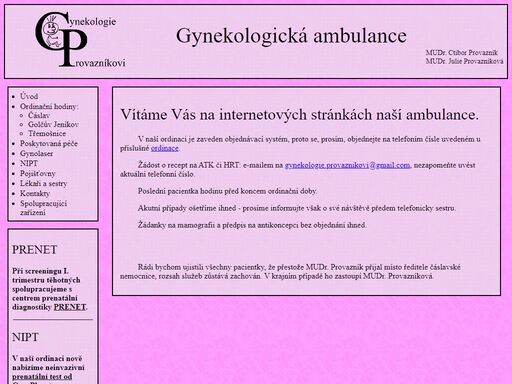 gynekologická ambulnace, mudr. provazníková, mudr. provazník