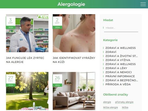 alergologie je specializovaný web nabízející komplexní informace o alergiích a jejich léčbě. web poskytuje užitečné informace o nejčastějších alergenech, příznacích alergických reakcí a možnostech prevence. naleznete zde také rady ohledně diagnostiky a léčebných metod od zkušené odbornice v oblasti alergologie. stránky jsou určeny jak pacientům s alergiemi, tak osobám, které chtějí rozšířit své znalosti o tomto rozšířeném zdravotním problému. jako expertka na alergie sdílí své odborné znalosti a tipy, jak žít plnohodnotný život i s alergiemi.