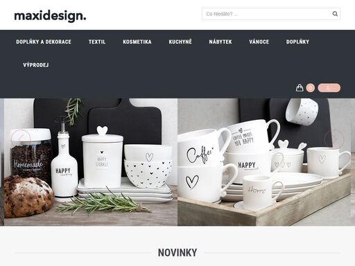 designové doplňky a dekorace, designový nábytek, designové doplňky pro kuchyně a jídelny, designový textil, designová kosmetika a designové doplňky do koupelny
