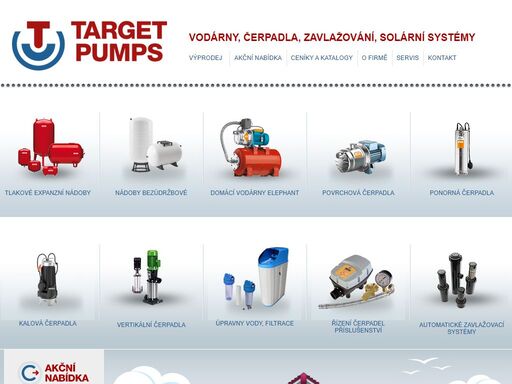 prodej domácích vodáren a čerpadel target pumps - tlakové expanzní nádoby, čerpadla, solární panely a jiné