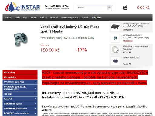 instar - obchod voda, topení, plyn, vzduch