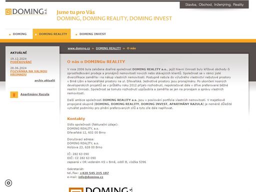 o nás - doming - stavba, obchod, inženýring, reality