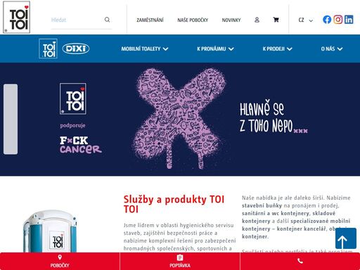 toi toi nabízí na pronájem mobilní toalety, pronájem mobilní záchod, mobilní zábrany pro kulturní akce, stavební buňky pro stavby a mobilní oplocení.