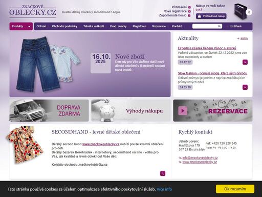 značkové oblečky - internetový obchod, specializující se na prodej značkového nošeného kojeneckého a dětského textilu a outletu. 