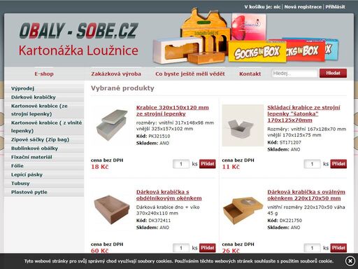 krabice a obalový materiál
