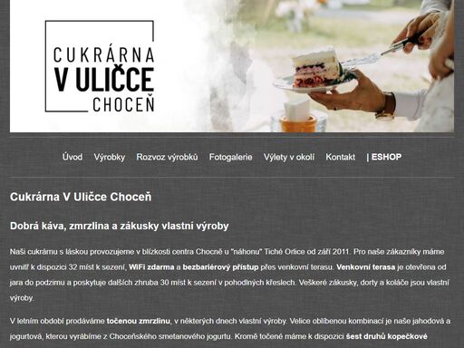 cukrárna choceň,cukrárna v uličce, zákusky, dorty, koláče dobrá káva, zmrzlina a zákusky vlastní výroby. naši cukrárnu s láskou provozujeme v blízkosti centra chocně u