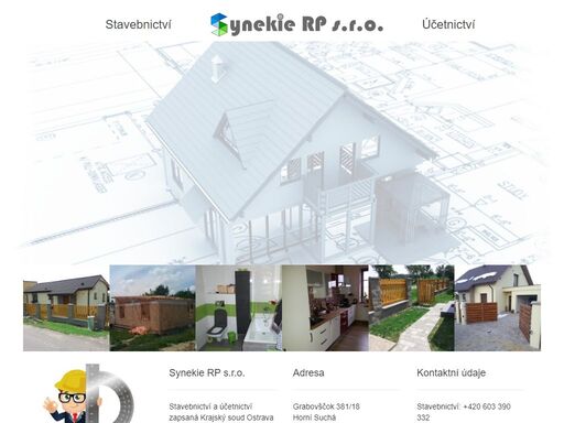firemní stránky stavební a obchodní společnosti synekie rp s.r.o. která poskytuje služby a poradenství v oblastech účetnictví a stavebnictví.