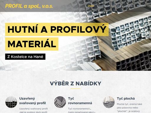 prodej hutního a profilového materiálu. prodáváme kvalitní železný a ocelový materiál – jekly, trubky, svařované profily, vinkly, plechy, svařované sítě.