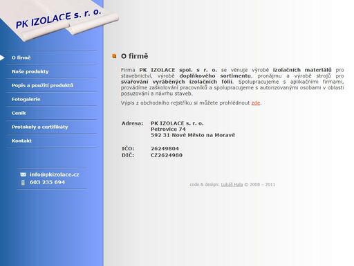 o firmě - pk izolace s.r.o., výroba izolačních materiálů