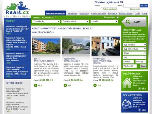 realitní server s nabídkou bytů, domů, pozemků na prodej i pronájem. software pro realitní kancelář zdarma