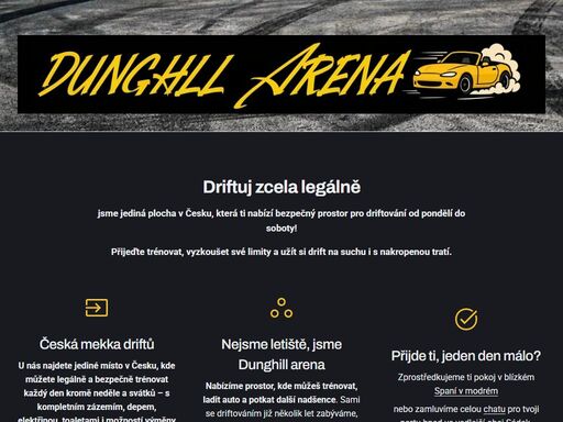 místo, kde driftování ožívá dunghill arena nabízí závodníkům i organizátorům kompletní služby od registrace až po samotné závody, vše v duchu vášně pro driftování. vše pro drift a závody na dunghill areně objevte naše balíčky služeb, které uspokojí potřeby každého závodníka a pořadatele. veškeré termíny lze domluvit na tel.: +420 736 626 074 dunghillarena@gmail.com ale