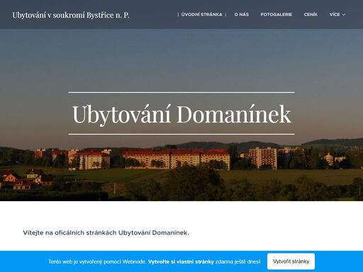 vítejte na oficálních stránkách ubytování domanínek.
