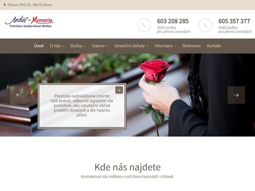 pohřební služba memoria - úvodní strana