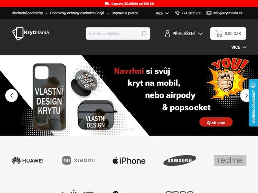 na našem e-shopu najdete originální kryty na iphone, xiaomi, huawei, samsung, realme a vivo. dodáváme rychle a za nízké ceny. spokojený zákazník je pro nás odměna.