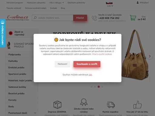 nabízíme spodní prádlo, podprsenky, kalhotky, plavky, župany a velký výběr kabelek. nechte se zlákat krásou krajky a luxusu