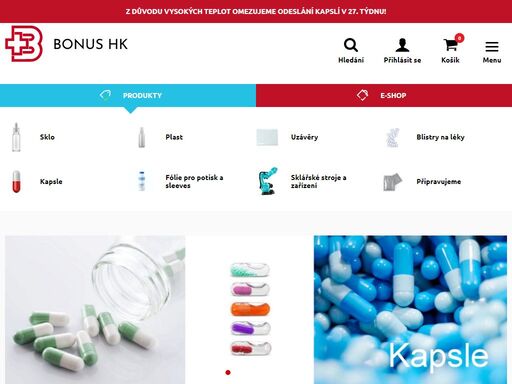 dodavatel obalových materiálů pro farmaceutický, kosmetický a potravinářský průmysl a v oblasti technologií a strojního vybavení pro sklářský průmysl