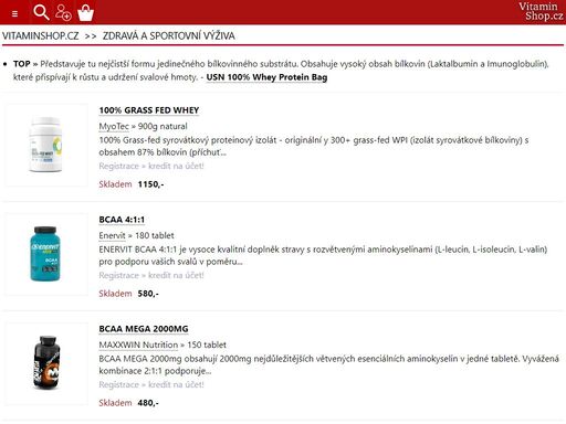 vitaminshop.cz - zdravá a sportovní výživa. spalovače tuku, aminokyseliny, proteiny, diety, karnitin, doplňky výživy, kloubní výživa.