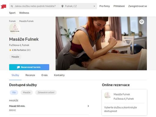 kontaktní informace pro masáže fulnek na adrese fučíkova 4, fulnek. ?hodnocení ověřených zákazníků a online rezervace již za 11 sekund.
