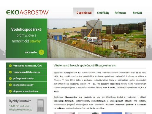 společnost ekoagrostav a.s. realizuje průmyslové, monolitické a vodohospodářské stavby. stavba čov, kanalizací a jiné. průmyslové stavby přerov.