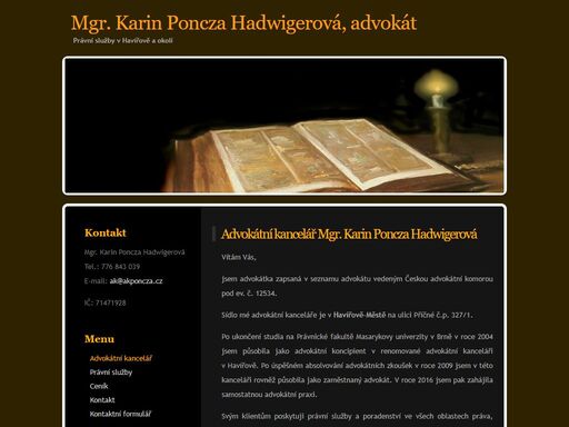 úvodní stránka - advokátní kancelář mgr. karin poncza hadwigerová