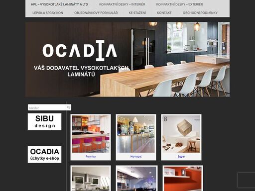ocadia s.r.o. prodáváme hpl - vysokotlaké lamináty, ltd, kompaktní a pracovní desky od firem formica, homapal, fundermax, pfleiderer, egger, kronospan, fenix.