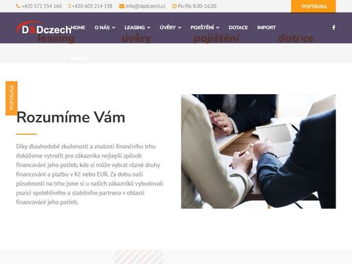 dad czech, vám nabízí leasingové služby, úvěry, pojištění a dotace. využijte široké portfolio našich finančních služeb pro podnikatele i soukromé osoby. 