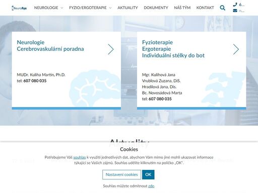neurofyz bruntál nabízí služby neurologie a cerebrovaskulární poradny, služby fyzioterapie / ergoterapie a individuáklní stélky do bot.