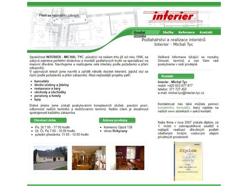 interier michal tyc - firma nabízející: realizace interiéru, návrhy, podlahové krytiny, montáž sádrokartonu, dekorativní omítky, nástřiky, podhledy, žaluzie, dodávku a montáž nábytku