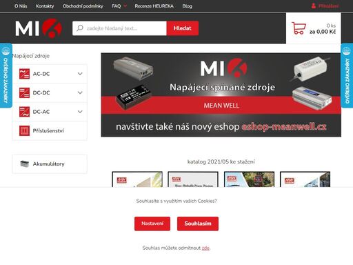 mean well - eshop síťové zdroje adaptéry měniče convertory led napájení proudové zdroje napěťové zdroje solární invertory průmyslová provedení open frame pcb on a board type na din lištu modulární externí stolní